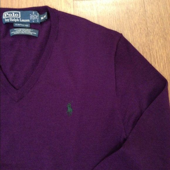 Polo Ralph Lauren V Neck Sweater Marino wool Med - Picture 3 of 3
